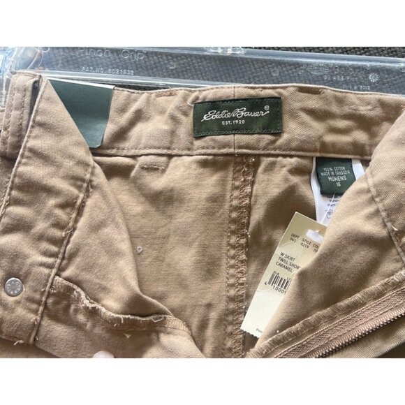 Vintage Eddie Bauer Skirt Short Tan Pockets Womens 16 New - Picture 5 of 5